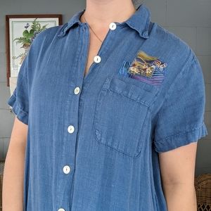 Artsy Linen Button Down Summer Dress